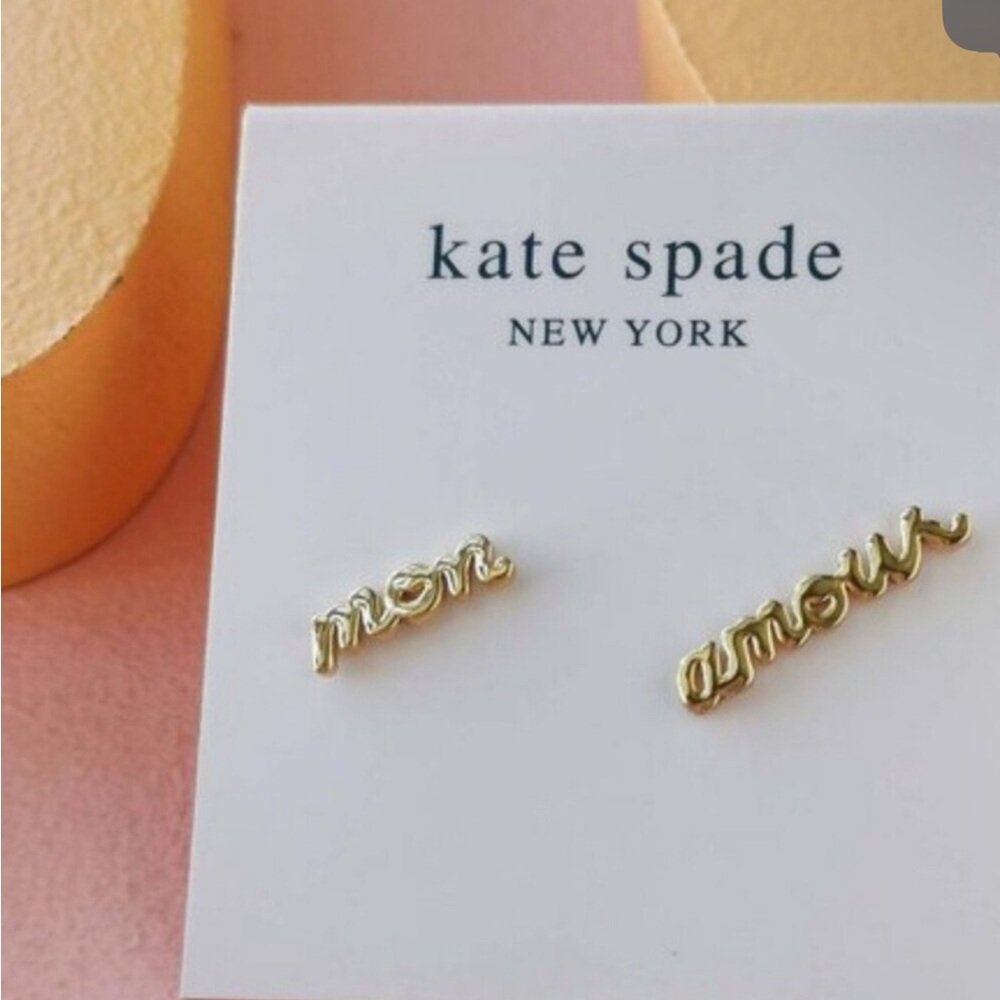 kate spade true love “mon' & 'amour' stud earrings NWT
